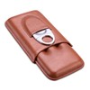 CIGARLOONG Cigar Case Brown Cigar Leather Humidor for 3 Cigars
