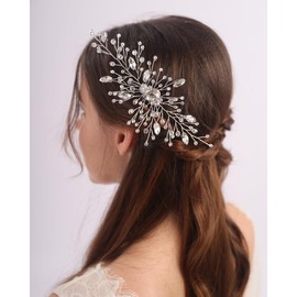 Aimimier Bridal Sparkling Crystal Hair Comb Clear Rhinestone Hair Vine Side Comb Prom Party Festival Wedding Hair Accessories for Women (Silver)