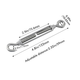 Pack of 4 Turnbuckle Wire Tensioner - M5 Stainless Steel Adjustable Wire Rope Tensioner with Hooks and Eyelets, Turnbuckle Wire Tensioner Turnbuckle, Rope Tensioner Turnbuckle