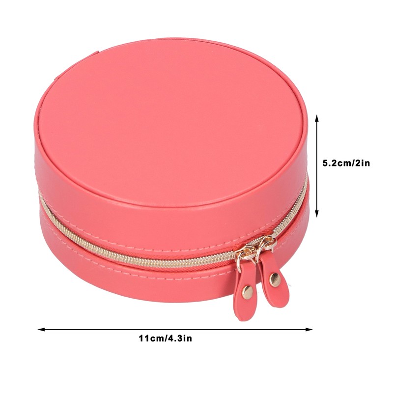 Round Portable Jewelry Box Organizer Display Storage Case for Rings
