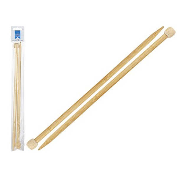 Single Pointed Wooden Bamboo Knitting Needles - 34.5cm x 10mm,