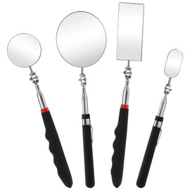 Jucoan 4 Pack Telescoping Inspection Mirror, Flexible Inspection Mirror Round and Rectangular Adjustable Inspection Mirror for Observing Vehicle Small Details,Extends up to 25 Inch, 360 Swivel