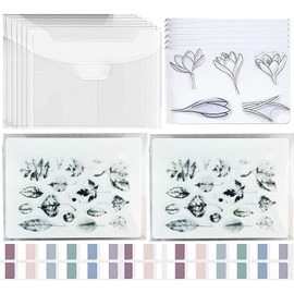 BROTOSPAC 48 PCS Clear Stamps Storage Panels,Resealable Die Cut Storage Bag, White Plastic Stamps Organizer Panels, Clear Stamp Organizer Set for Die Cutting and Decorative (48)