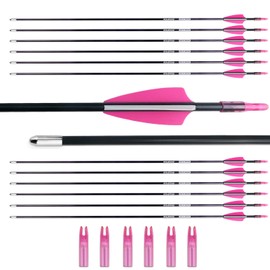 BOWSOUL 31“ Archery Arrows Training Practice Target Arrows for Kids Youth or Beginners Safe Blunt Points Durable Shaft on Recurve Bows Youth Bow and Longbows(Pack of 12) (Pink White)