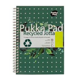 Pukka Pad, Recycled A5 Writing Pad – Pack of 3 Wirebound Notebooks with 110 Pages of 80GSM FSC Recycled Paper – 8mm Lines and Perforated Margins