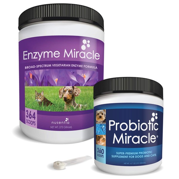 Digestive & Immune Power Duo - Enzymes + Probiotics for Dogs and Cats! Eliminate Diarrhea, Loose Stool, Yeast Issues, Poor Digestion, Excess Shedding, Constipation, Bad Breath, and Body Odor!