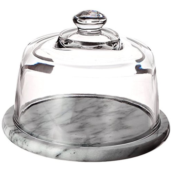 Norpro Glass Cheese Dome with Marble Base , Off-White