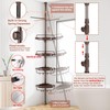 32-122inch Corner Shower Caddy Tension Pole Brown, Rustproof Drill-Free Shower