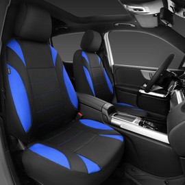 CAR PASS Neoprene Wetsuit Seat Covers, Waterproof Car Seat Covers Front with 5mm Composite EVA, Universal Fit for Car,Sedan SUV Trucks Anti Slip, Airbag Compatible(Black and Blue