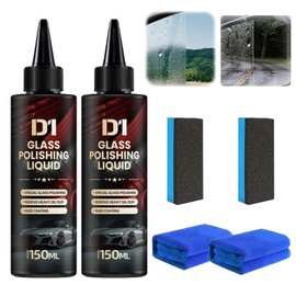NICCAT 2 PCS D1 Glass Polishing Liquid, Anti-Fog Hydrophobic Coating Spray, Compound Windshield Cleaner Glass Oil Film Remover Scratches, Wiper Marks & Oil Film with Sponge