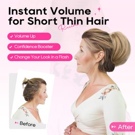 REECHO Ponytail Extension, 7" Mini Claw Clip in Ponytail Hair Extensions Short Natural Straight Wavy Messy Hair Bun Hair Pieces for Women with Short Thin Hair - Ash Blonde with Highlights