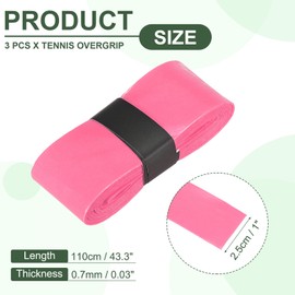 PATIKIL Tennisschläger-Griffband, 3er-Pack PU-Schläger-Overgrip mit Dämpfungsrillen, rutschfestem, saugfähigem perforiertem Griffband, flach klebend für Badminton, Angelrute, Pink