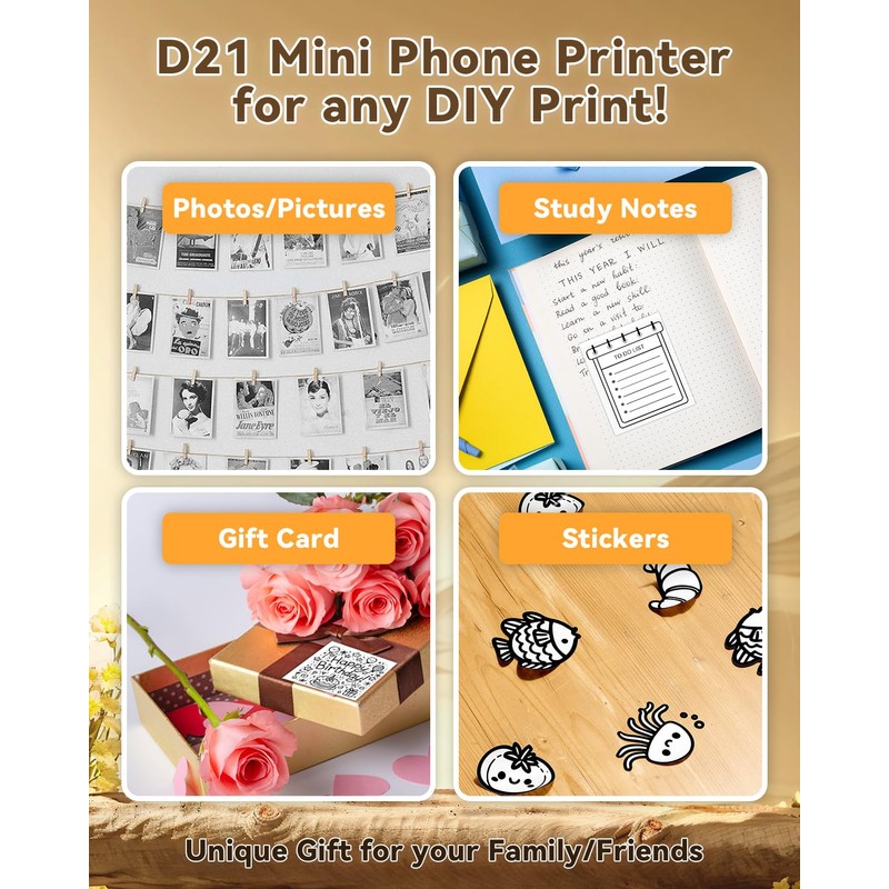 NDYIN NDYIN Sticker Printer, PrintPods Mini Printer, Bluetooth Portable Sticker