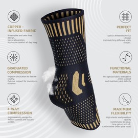 Copper Ankle Support for Sprained Ankle, Ankle Brace for Women/Men, Compression Ankle Socks Support for Ligament Damage, Achilles Tendonitis, Plantar Fasciitis, Running, Sport - Foot Brace