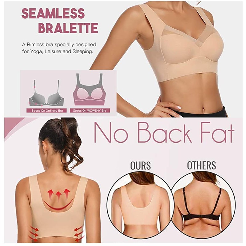 WOWENY Womens Wirefree Seamless Bras Everyday Lounge Bra Sleeping Full