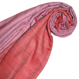 Lorenzo Cana Women's Reversible Scarf 100% Cashmere Woven Two-Tone, Red-pink