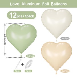 Pack of 12 18 Inch Red Helium Balloons, Heart Foil Balloons, Red, Valentine's Day Heart Balloons, Romantic Red Party Decoration, A5