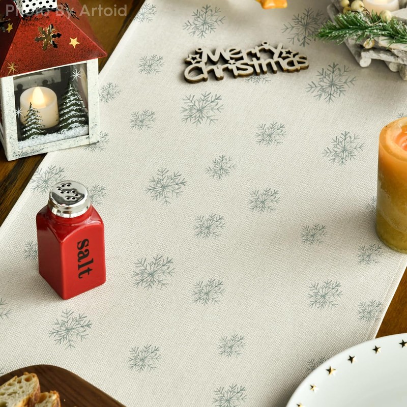 Artoid Mode Pine Snowflakes Christmas Table Runner, Seasonal Winter Kitchen