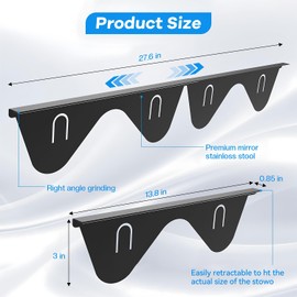 KUKKUME stove gap covers stainless steel 2 Pack Stove Gap Filler Easy Retractable Length 13.8" to 27.5" stove top covers for electric stove Easy to Clean Range Trim Kit Black