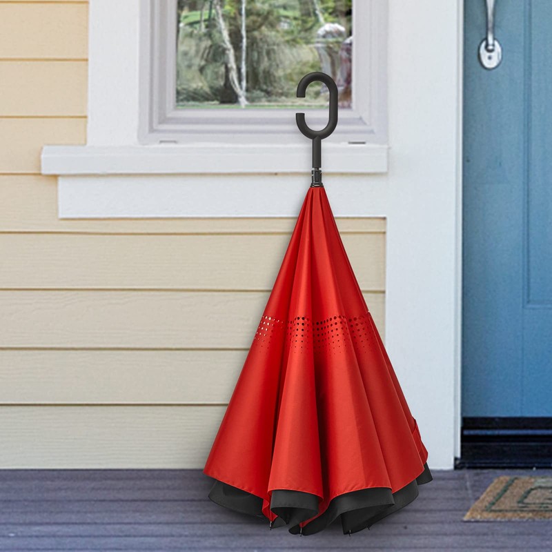 G4Free 62 Inch Large Reverse Umbrella with C-Shaped Handle, Windproof