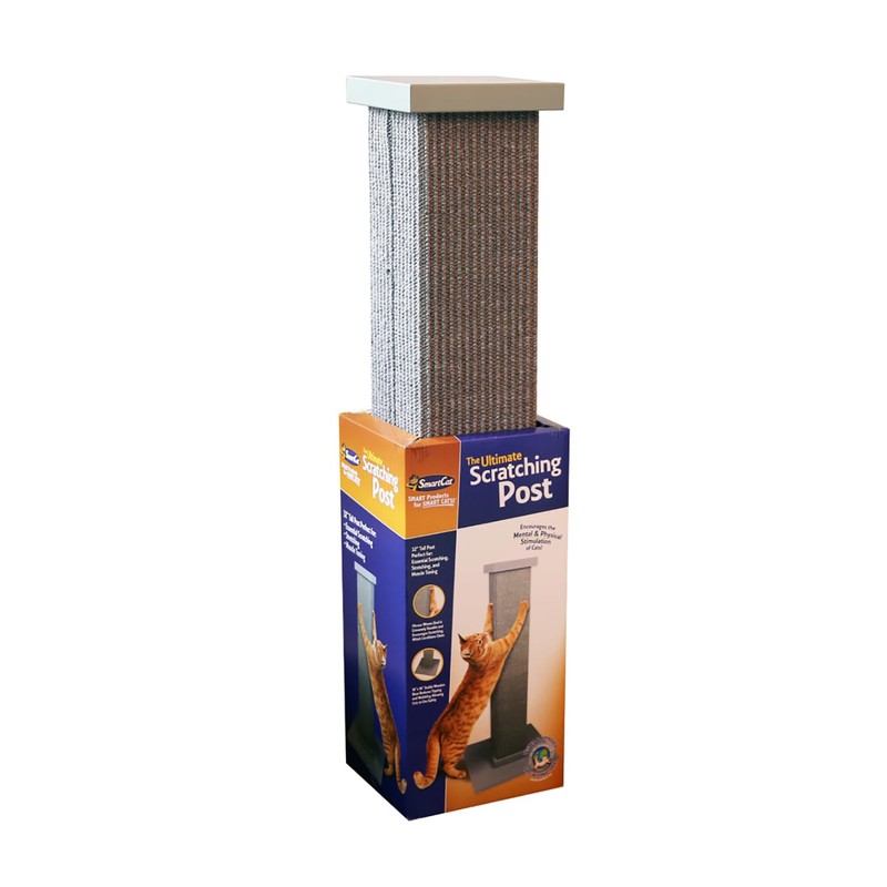 SmartCat Ultimate Scratching Post – Gray, Large 32 Inch Tower
