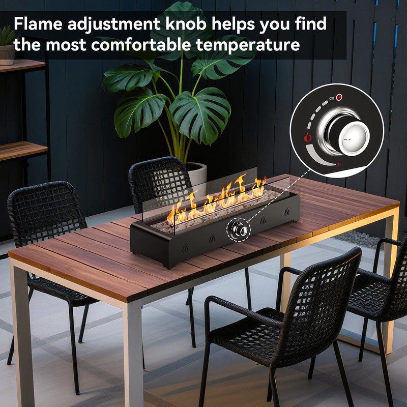 Onlyfire 28'' Tabletop Fire Pit, Outdoor Propane Gas Firepit Side-Mounted