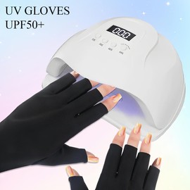 KOLZEMV UV Protection Gloves for Gel Nail Lamps, 2 Pairs UV Gloves Nails Professional UV Protection Gloves for Manicure Hand UV Protection Fingerless Gloves to Protect Hands from UV Light
