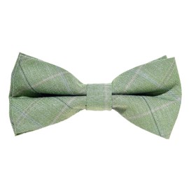 MASADA Mens Checked Bow Tie Pre-Tied Fully Adjustable Handmade with Hook Closure - 12 x 6 cm, Light green checked
