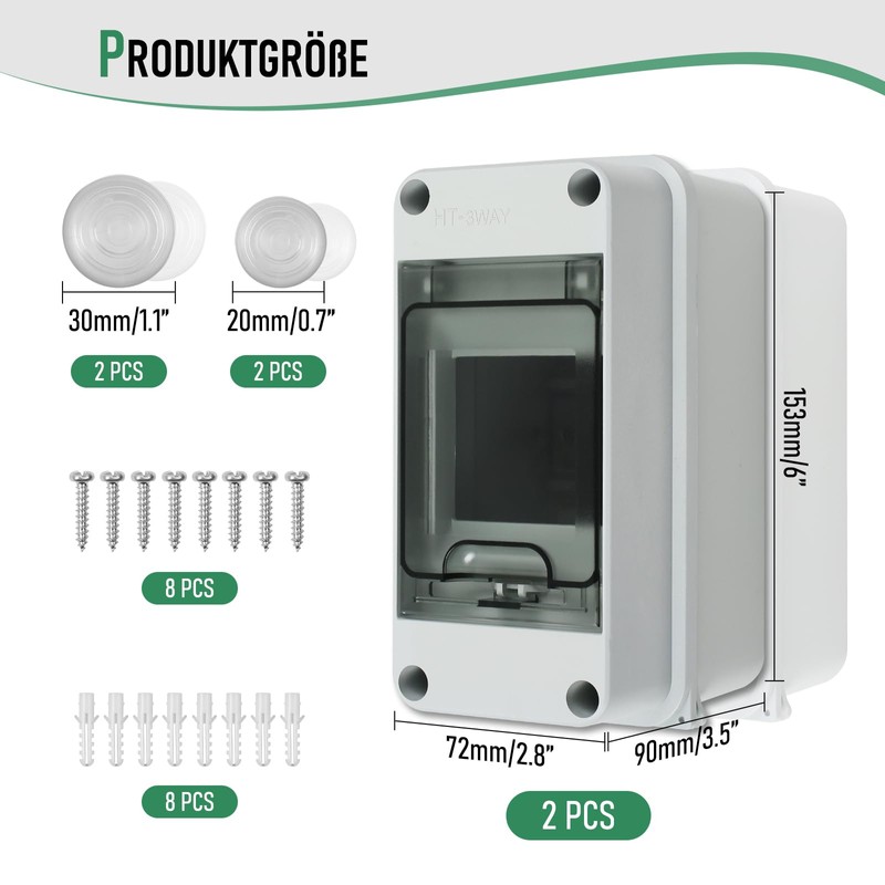 MaxEarn Pack of 2 Surface-Mounted Distribution Boxes, IP65 Waterproof Fuse
