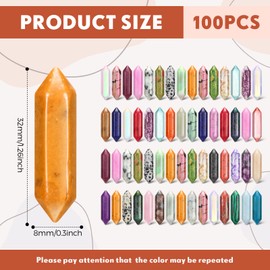 Nuenen 100 Crystal Hexagonal Wand Stones Bulk Bullet Shaped Worry Stones Gem Stones Sets Witch Hexagonal Bullet Shaped Chakra Crystals for Witchcraft Meditation Divination