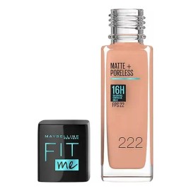 Maybelline Base Maquillaje Líquida Fit Me Matte,12 gr, matifica, control brillo 16h, minimiza poros