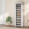 VTRIN 10-Tier Shoe Rack with Cover, Tall Narrow Shoe Organizer,