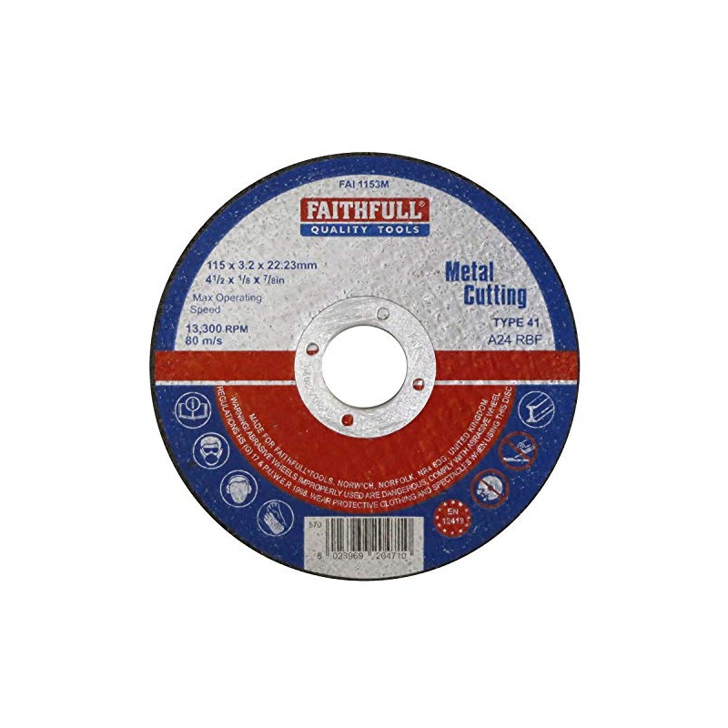 Faithfull FAI1153M Metal Cutting Disc 115mm x 3.2 x 22.23