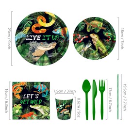 116 Ps Reptile Party Supplies 16 Guests Crocodile Lizard Reptile Party Decorations Including Reptile Party Paper Plates Dinner Plates Napkins Cups Set for Reptile Party