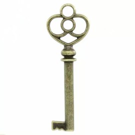 Unbranded LARGE – 10 pcs. Antique Bronze Filigree Keys Charms Pendants – 62mm X 21mm