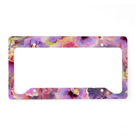 CafePress Tropical Hibiscus Seamless P License Plate Holder Aluminum License Plate Frame, License Tag Holder