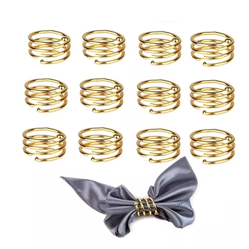 12pcs Napkin Ring Spiral Washable Decorative Metal Napkin Holder Ring