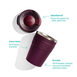 KeepCup Thermal - Vacuum Insulated Stainless Steel, Reusable Coffee Cup with Splashproof Sipper Lid - 12oz/340ml - Eventide
