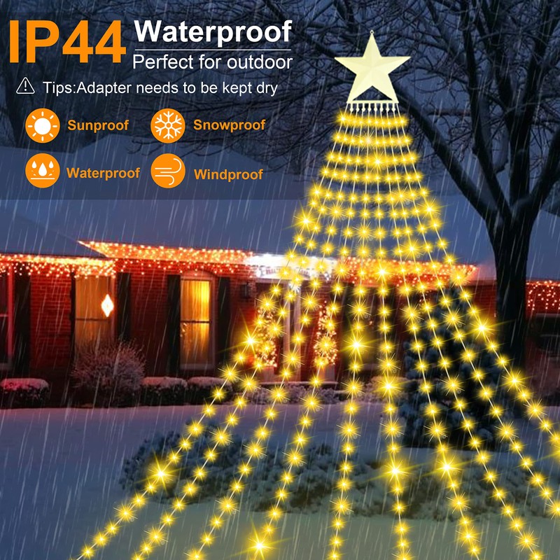 Christmas Lights Outdoor - 370LED 11.5FT 10 Strand Christmas Decorations