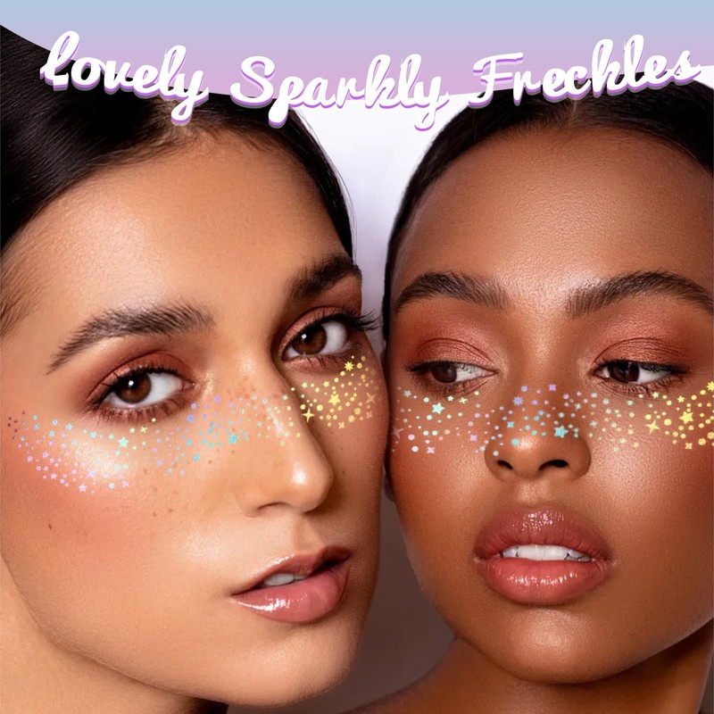 Pack of 8 Glitter Freckles, Face Tattoos for Women and