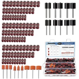 Sunxeke Sanding Drum Set,Including 138 Pieces Aluminum Oxide 80 120 240Grit Drum Sander Sanding Sleeves and 12 Pieces Drum Mandrels and 9 Pieces Sanding Bits for Dremel Rotary Tool
