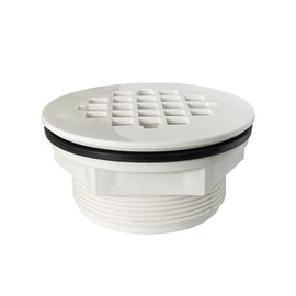 CKB 2 Inch PVC White Filter Shower Drain, White Round Plastic Shower Receiver Drain for Shower Base.