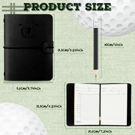 Yexiya Golf Scorecard Book with Golf Pencil Leather Golf Journal Golf Notebook Golf Log Book Pocket Golf Score Book Golf Gifts for Men Golfers, Sports and Outdoor Golf Club Accessories(Black)