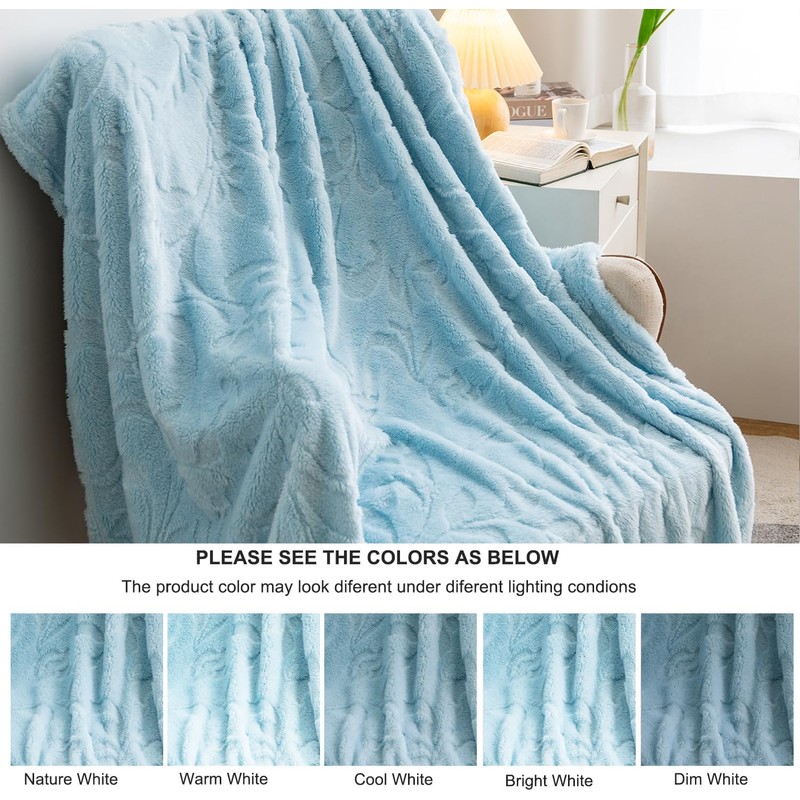 DuShow Flannel Fleece Throw Blanket Single Size,Soft Jacquard Fluffy Velvet