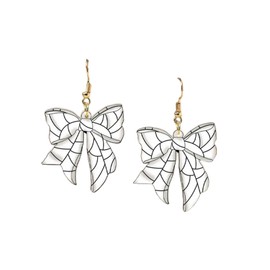 Cute Ball Bowknot Sports Dangle Earrings Acrylic Basketball Volleyball Baseball American Football Ball Game Stud Earrings for Women-Volleyball