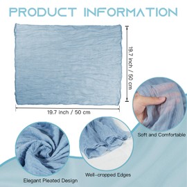 72 Pcs 20x20 Inch Dusty Blue Cheesecloth Napkins - Boho Rustic Gauze Table Decor for Home, Christmas, Weddings, Bridal & Party Events