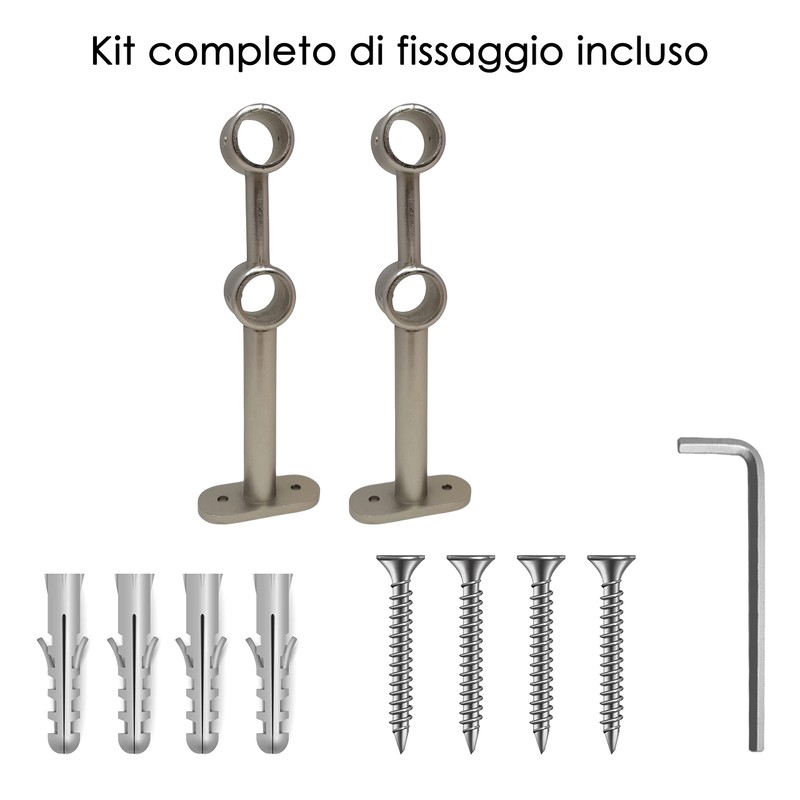 GIRASOLE HOME® 2 x Adjustable Double Curtain Pole Bracket, Heavy