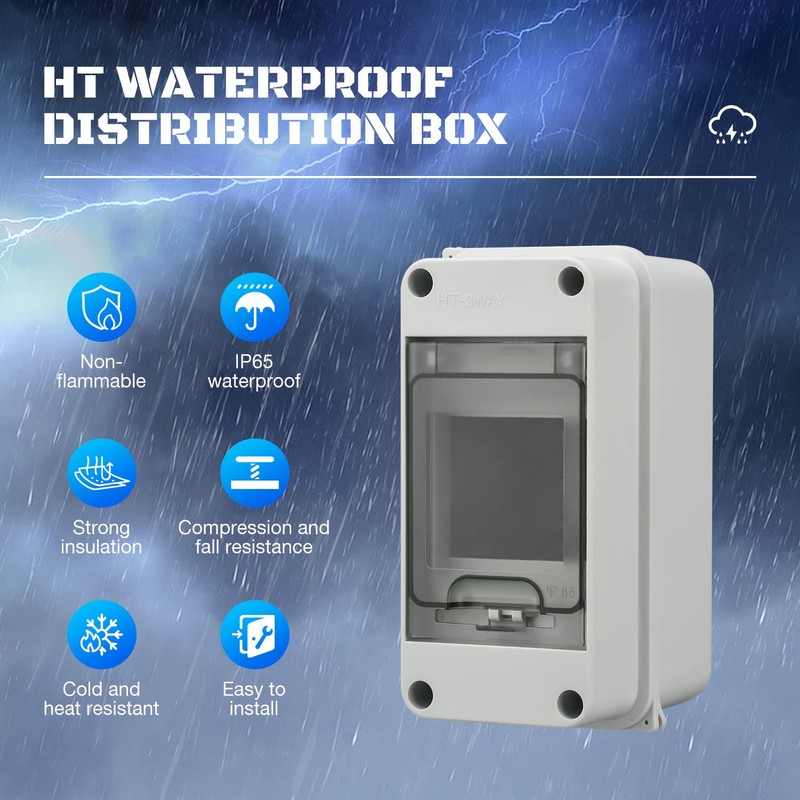 Surface-Mounted Distribution Box DIN Rail 1 Row 3 Modules 72