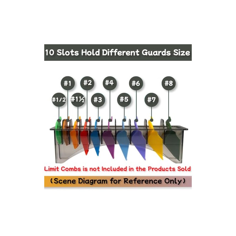 HuGuWdy Clipper Guard Holder，Clipper Holder with 10 Slots Barber Accessories