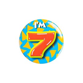PD-Party 6014707 Birthday Badge | Birthday Metal Badge | Party Celebration Buttons - I'm 7, Multicoloured, 5.5 cm Length x 5.5 cm Width x 0.5 cm Height